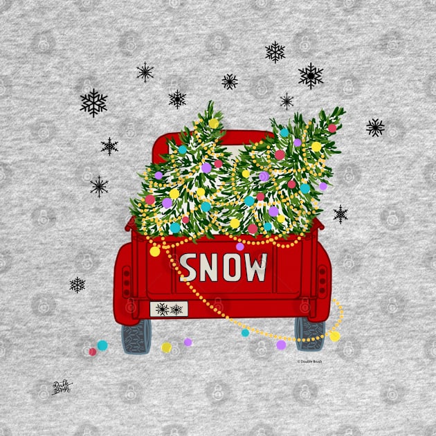 Christmas Tree Vintage Truck Snow Snowflakes by DoubleBrush